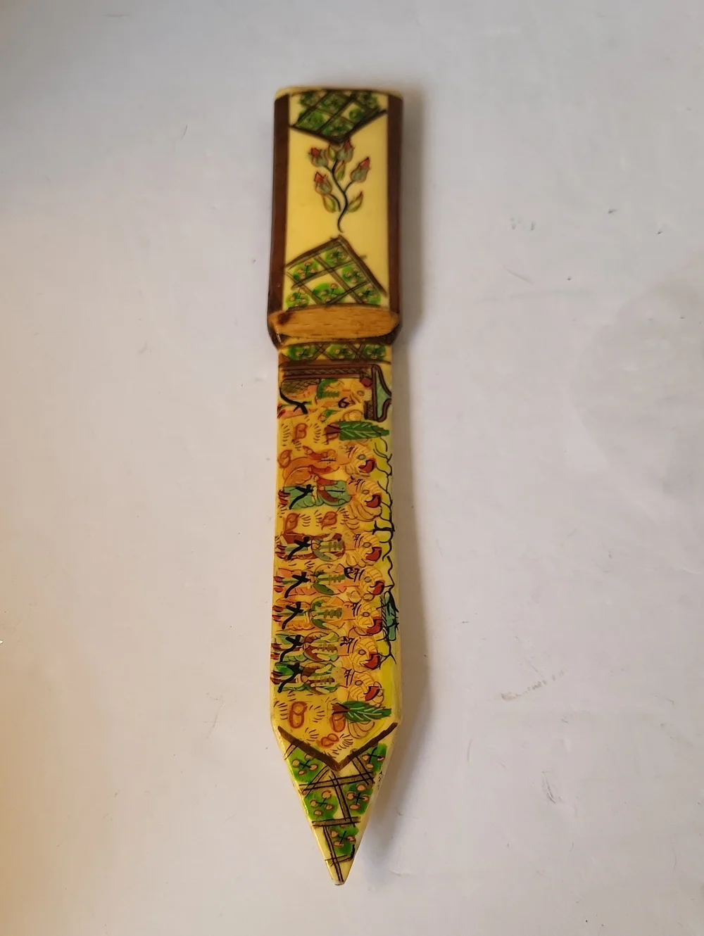 Vintage Persian Hand-Painted Camel Bone Letter Opener